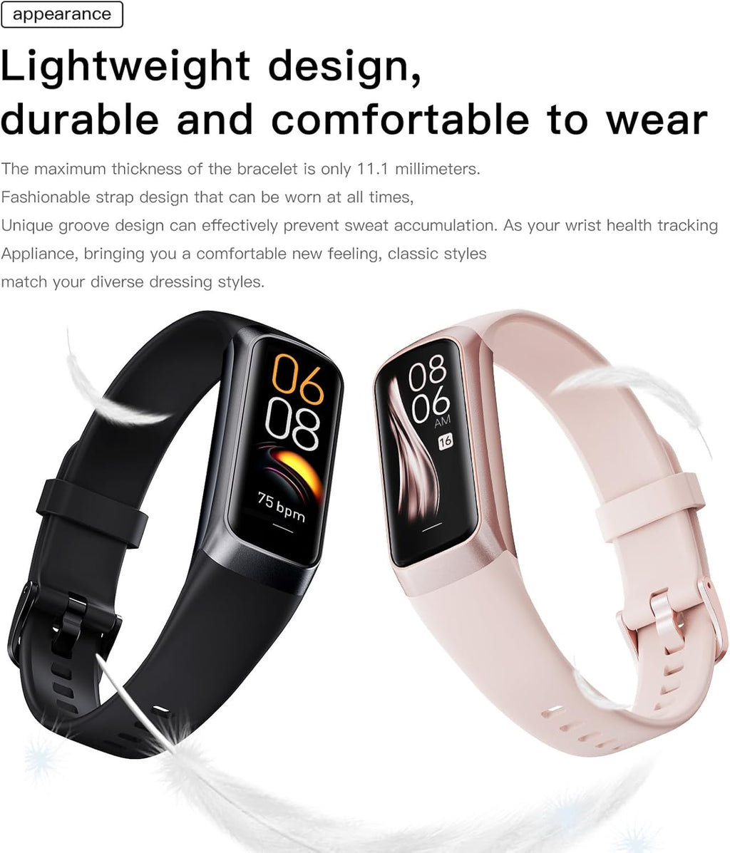 Health and Fitness Tracker Watch for Men and Women - AMOLED Display, Step Counter, 25 Sports Modes, Heart Rate and Blood Pressure Monitor, Alarm, Stopwatch, Timer, Calorie Tracker, IP68 Waterproof