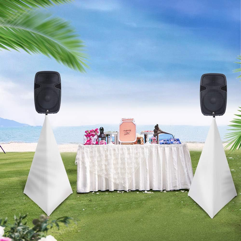 Speaker Stand Cover Tripod Stand Skirt Scrim - 360 Degree White Covers (Set of 2)
