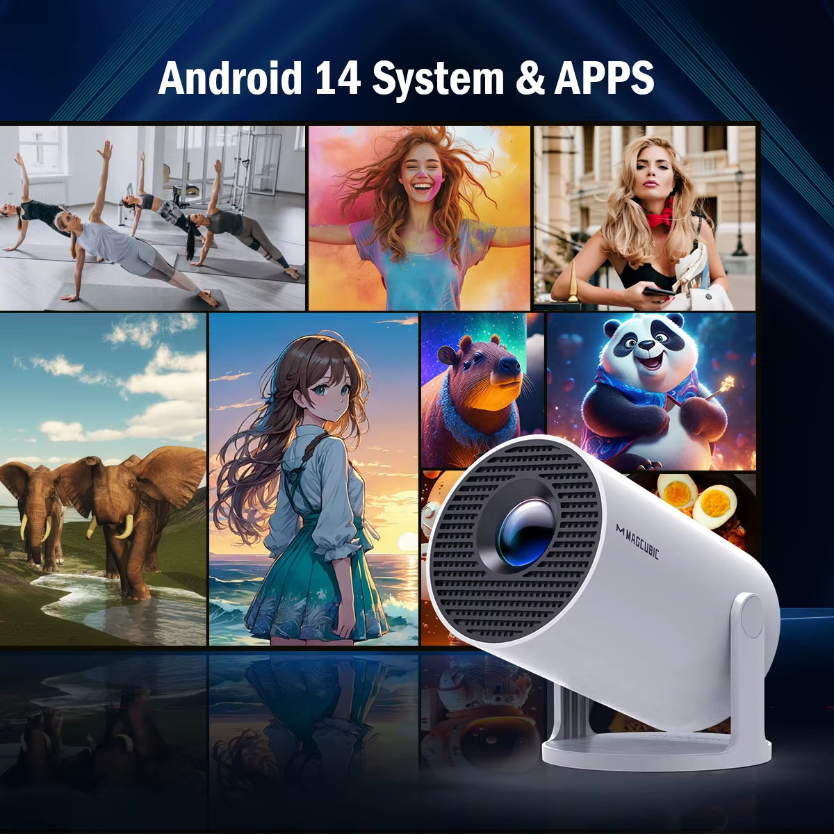 Projector 8K Android 14 HY300 Pro Dual Wifi6 290ANSI Allwinner H726 BT5.4 1280*720P Cinema Outdoor Portable Projetor