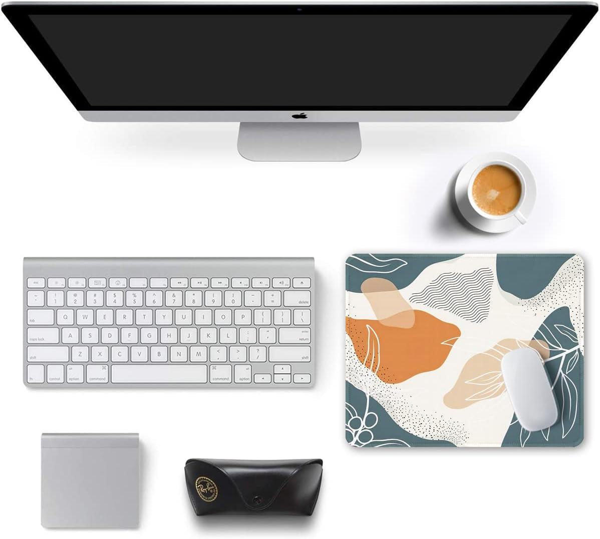 Mouse Pad, 12 X 10 in Abstract Art Theme Computer Mouse Pad for Desk, Premium-Textured Non-Slip Rubber Stitched Edges Waterproof Square Mouse Mat for Gaming Work Wireless Mice, Blue