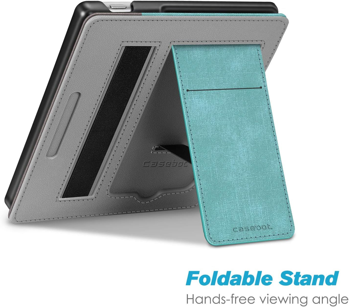 Stand Case for Kindle Oasis (10Th/9Th Generation, 2019/2017 Release) - Premium PU Leather Sleeve Cover with Card Slot and Hand Strap, Turquoise