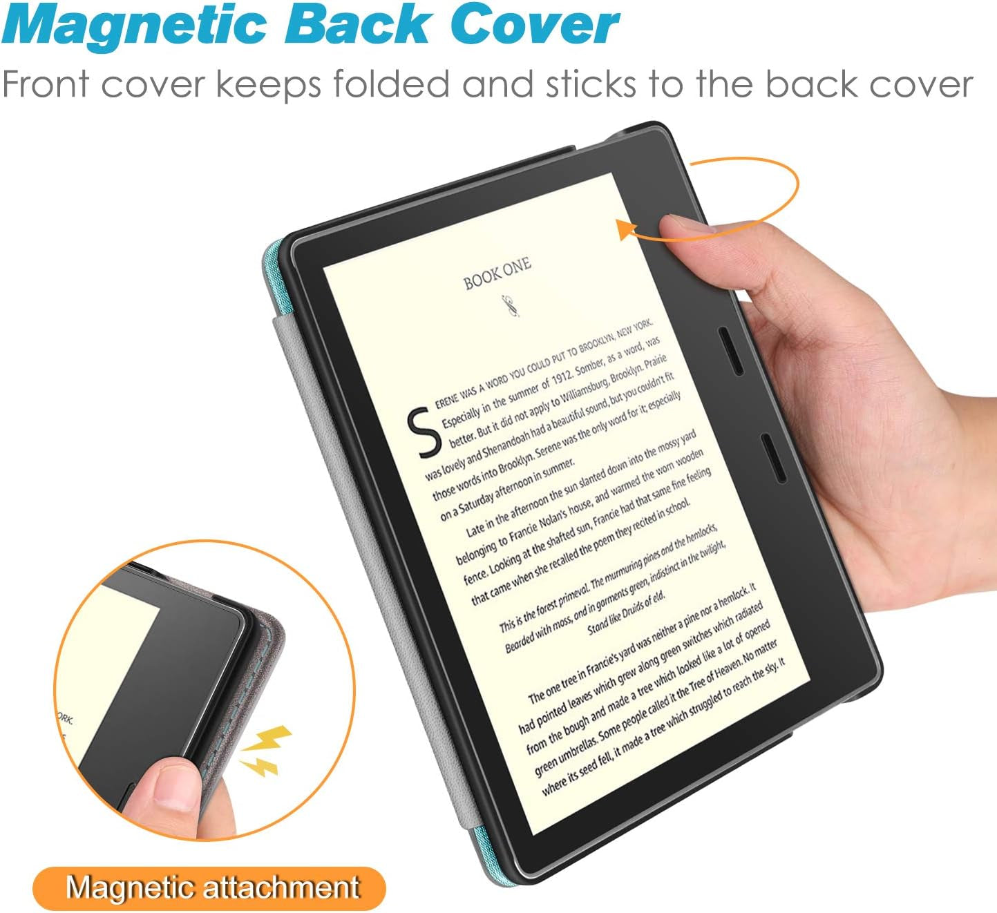 Stand Case for Kindle Oasis (10Th/9Th Generation, 2019/2017 Release) - Premium PU Leather Sleeve Cover with Card Slot and Hand Strap, Turquoise