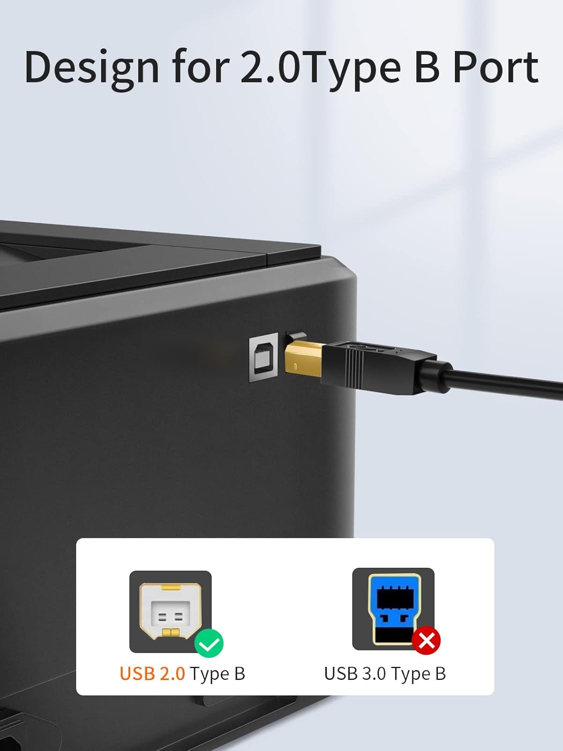 USB B to USB C Printer Cable 6.6FT, Type B to Type C Printer Cord for Macbook Pro, Air, MIDI Cable for Yamaha Casio Digital Piano, MIDI Keyboard, DJ Controller, DAC to Ipad - 2M, Black