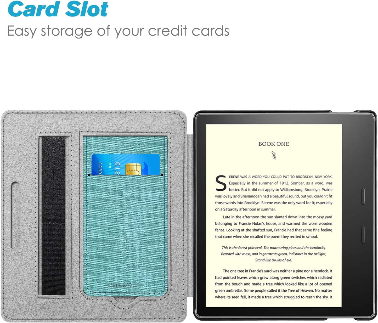 Stand Case for Kindle Oasis (10Th/9Th Generation, 2019/2017 Release) - Premium PU Leather Sleeve Cover with Card Slot and Hand Strap, Turquoise