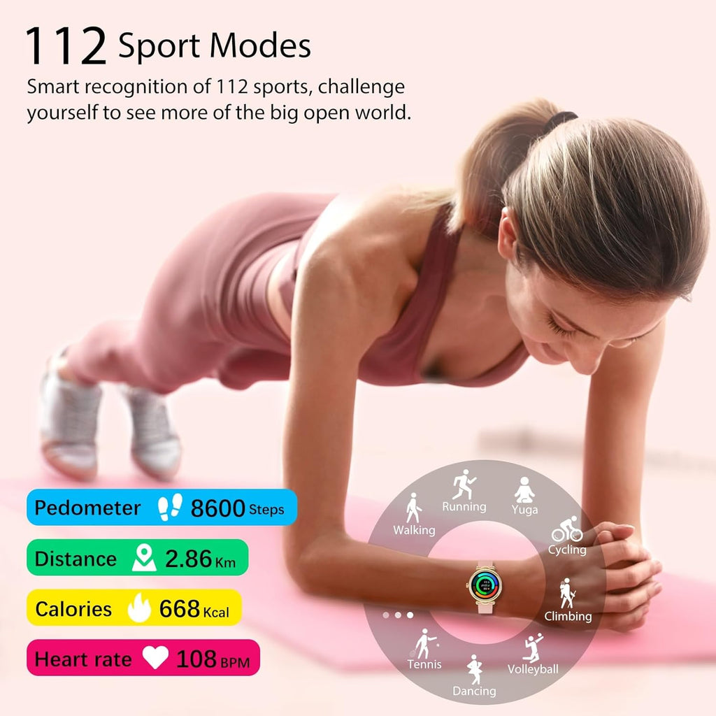 Smart Watches for Women (Answer/Make Calls), Fitness Watch with Heart Rate, Blood Oxygen, Sleep Tracker, Step Tracker, IP68 Waterproof Fitness Tracker, Smart Watch for Women for Iphone & Android