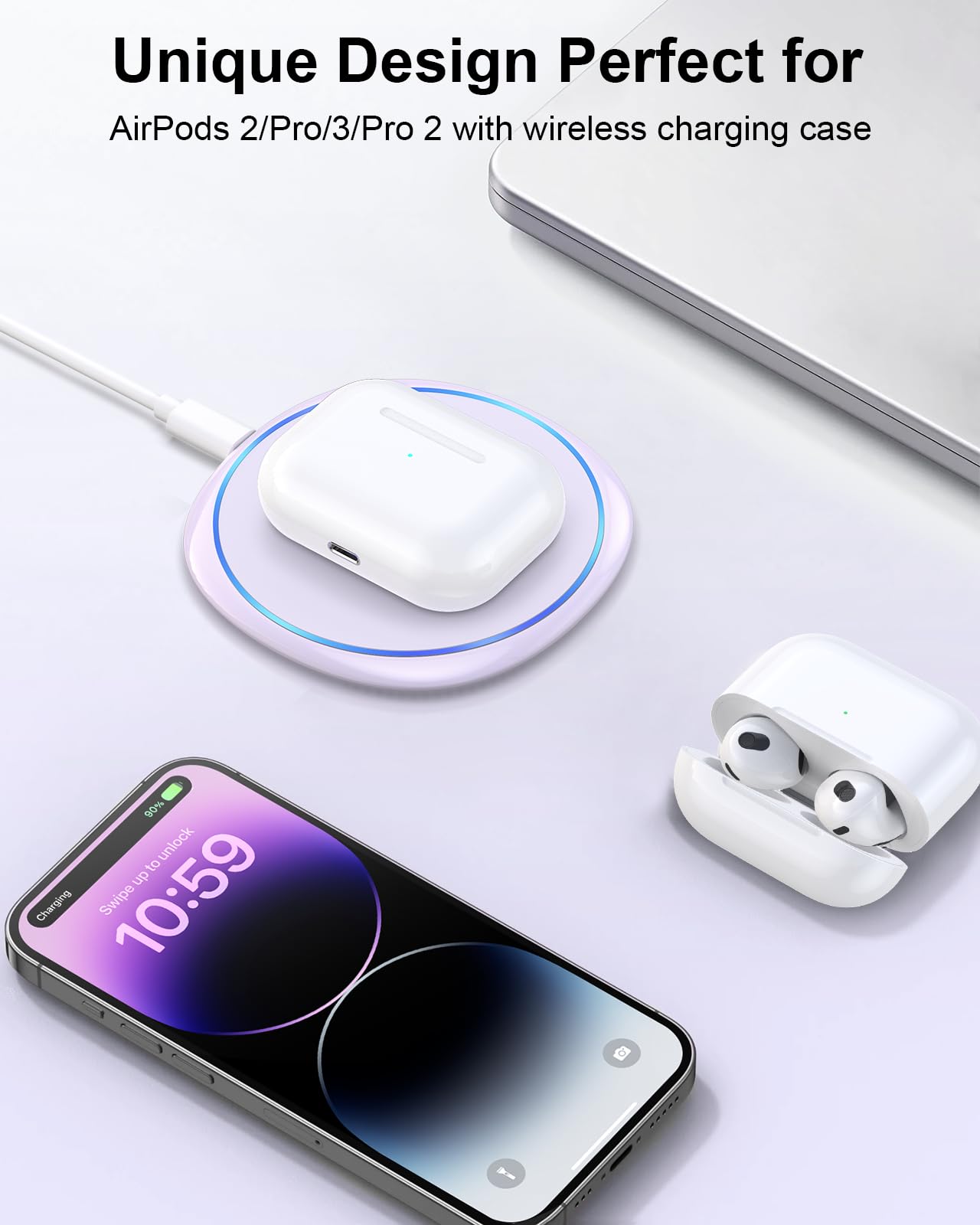 Fast Wireless Charger, NANAMI 15W Max Qi Charging Pad for iPhone 17/16/15 Pro Max/14/13/12 Mini/11/XR/XS/X/8, Fast Charge for Samsung Galaxy S25/S24/S23/S22 Ultra/S21/S20 fe/S10,Pixel 6,AirPods Pro/3