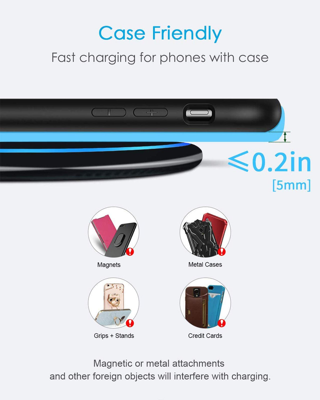 Fast Wireless Charger, NANAMI 15W Max Qi Charging Pad for iPhone 17/16/15 Pro Max/14/13/12 Mini/11/XR/XS/X/8, Fast Charge for Samsung Galaxy S25/S24/S23/S22 Ultra/S21/S20 fe/S10,Pixel 6,AirPods Pro/3