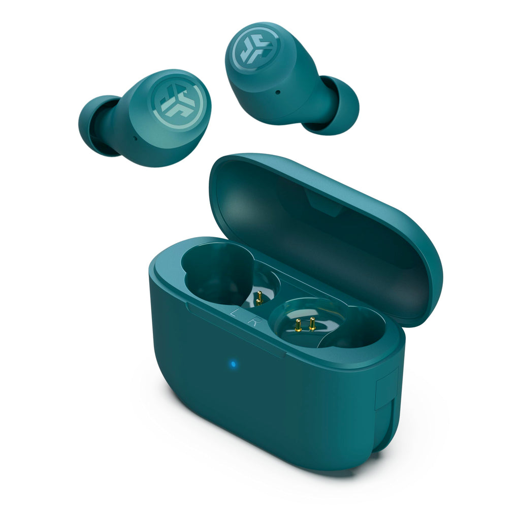 JLab Go Air Pop+ True Wireless Earbuds, in Ear Headphones, Bluetooth Earphones, 35H Playtime Ear Buds, Bluetooth Earbuds with Microphone, USB-C Charging Case, Dual Connect, EQ3 Sound, Light Blue