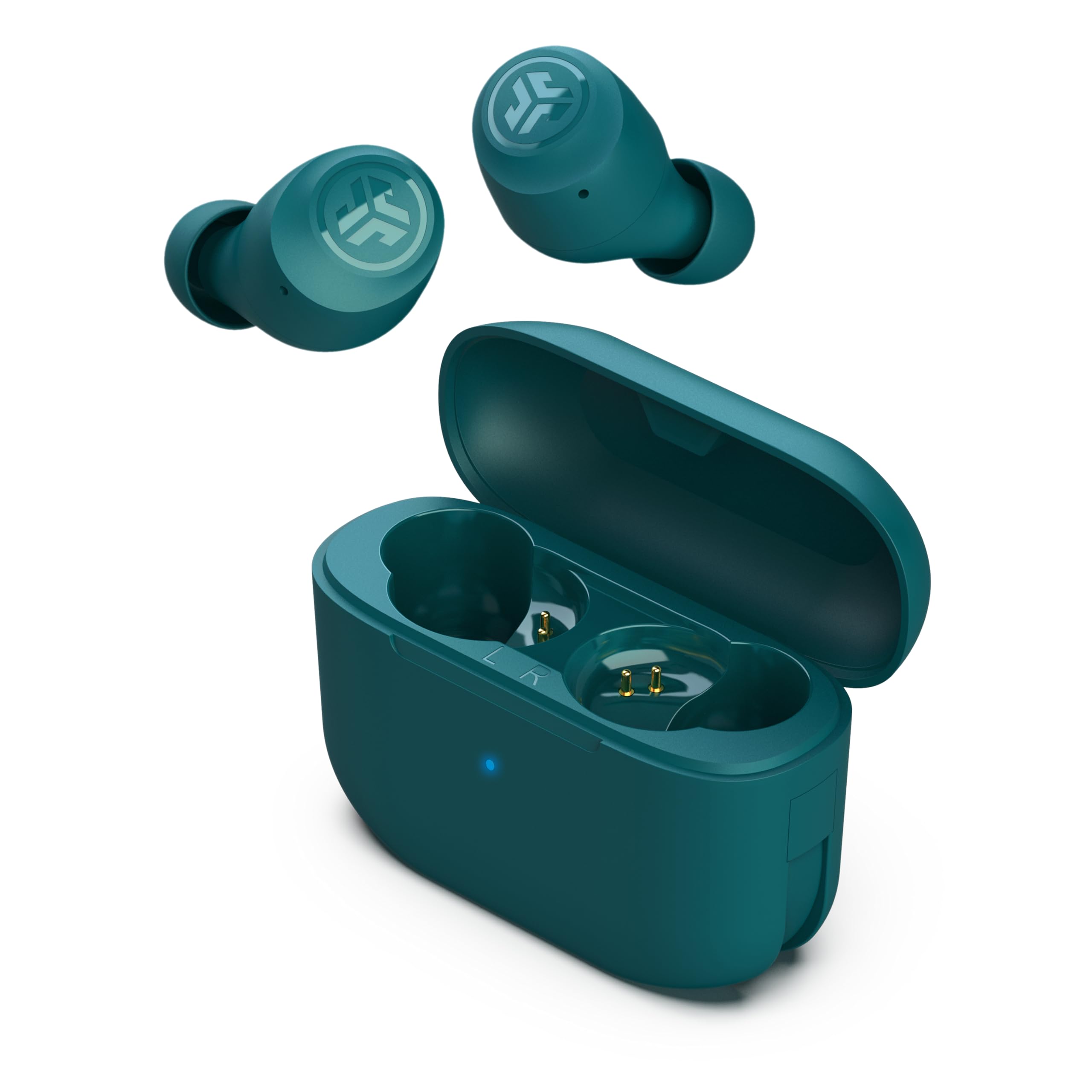JLab Go Air Pop+ True Wireless Earbuds, in Ear Headphones, Bluetooth Earphones, 35H Playtime Ear Buds, Bluetooth Earbuds with Microphone, USB-C Charging Case, Dual Connect, EQ3 Sound, Light Blue
