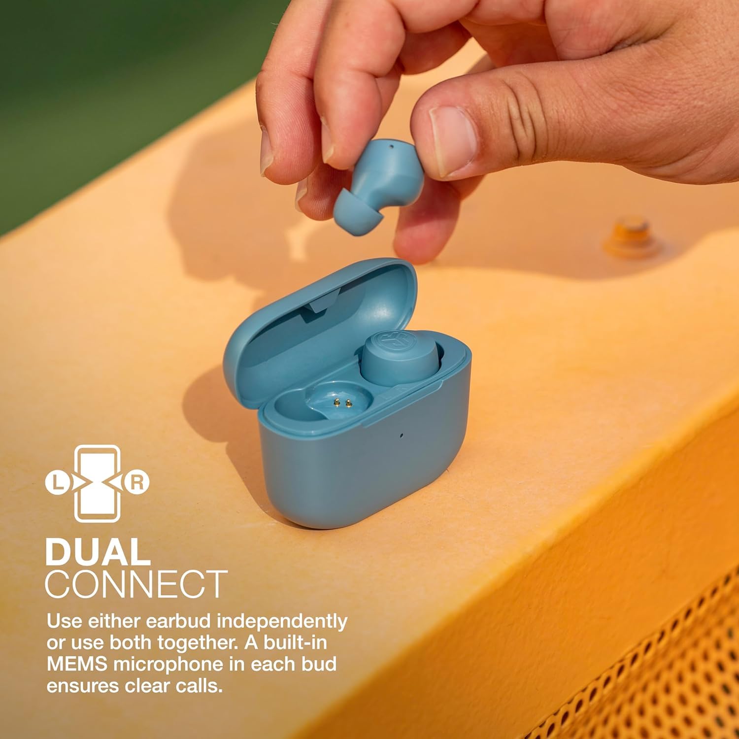 JLab Go Air Pop+ True Wireless Earbuds, in Ear Headphones, Bluetooth Earphones, 35H Playtime Ear Buds, Bluetooth Earbuds with Microphone, USB-C Charging Case, Dual Connect, EQ3 Sound, Light Blue