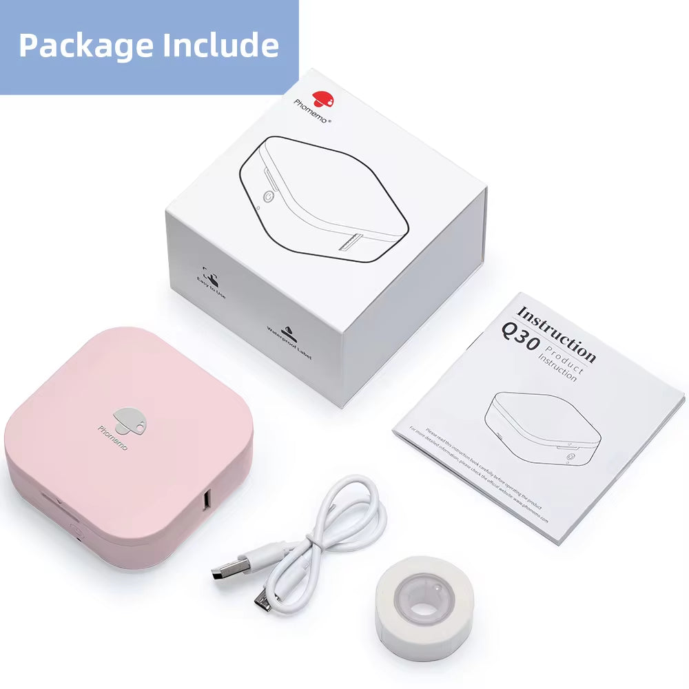 Q30 Label Printer Mini Printer Pocket Thermal Label Maker Wireless Sticker Pocket Portable Printer Various Label Paper