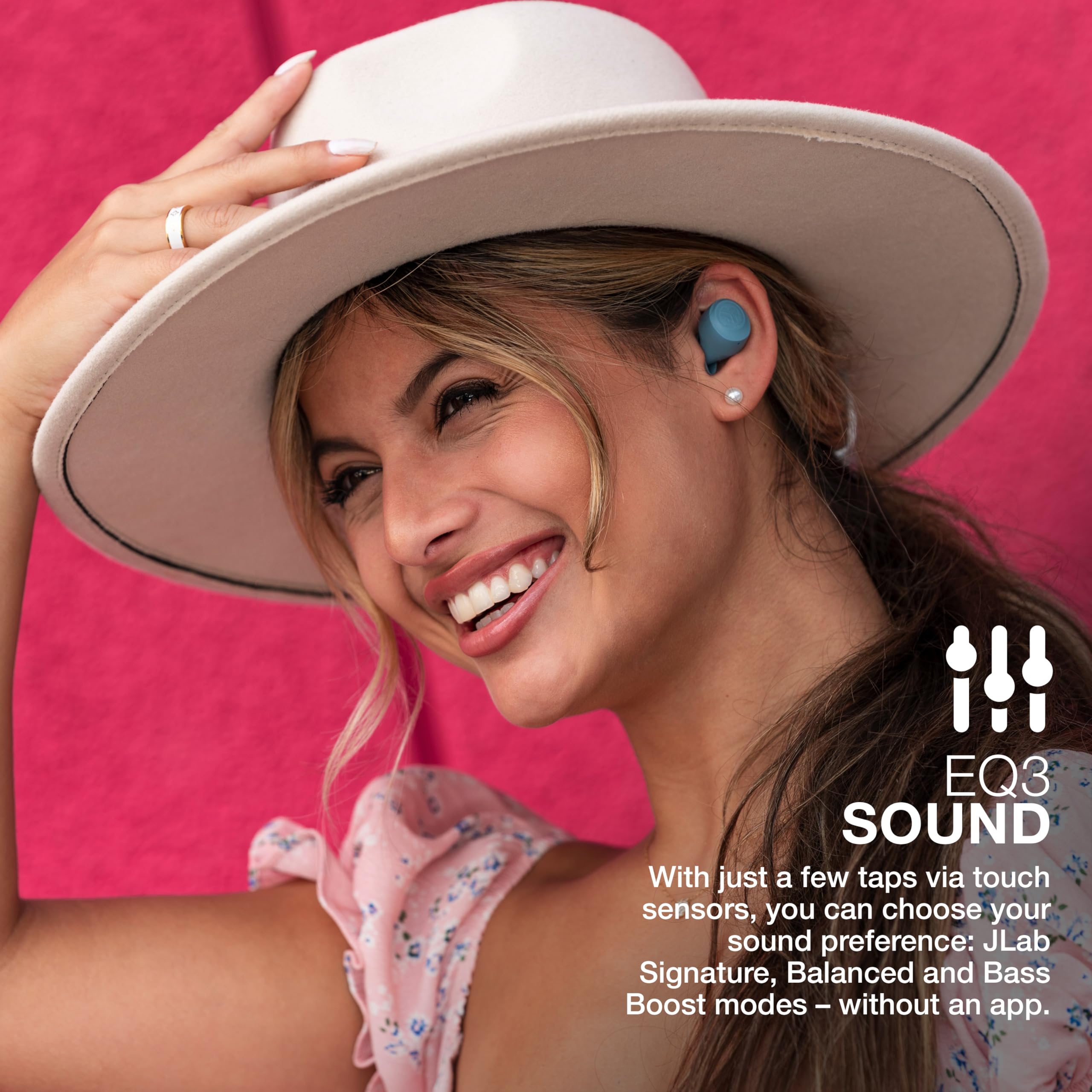 JLab Go Air Pop+ True Wireless Earbuds, in Ear Headphones, Bluetooth Earphones, 35H Playtime Ear Buds, Bluetooth Earbuds with Microphone, USB-C Charging Case, Dual Connect, EQ3 Sound, Light Blue