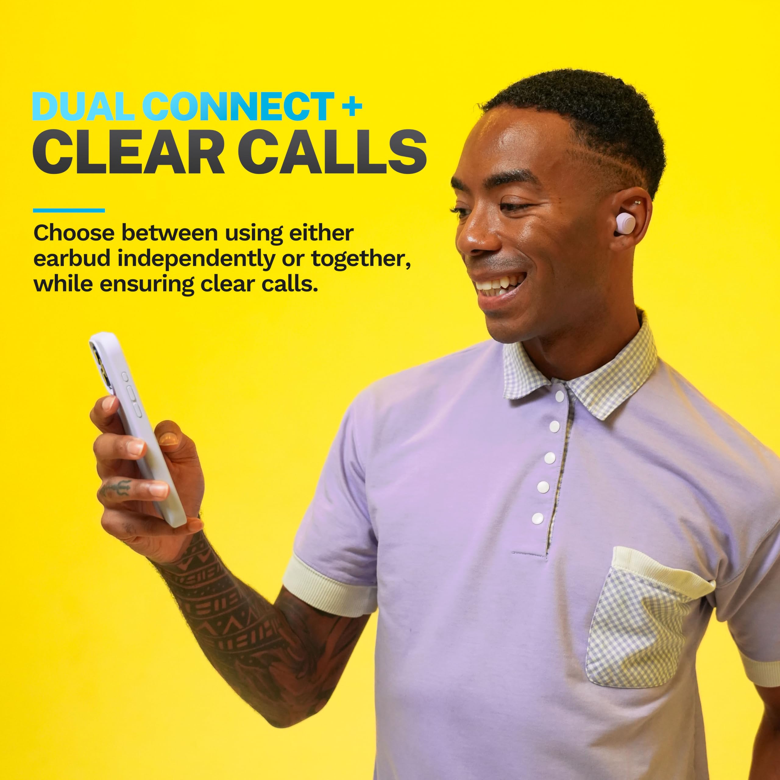 JLab Go Air Pop+ True Wireless Earbuds, in Ear Headphones, Bluetooth Earphones, 35H Playtime Ear Buds, Bluetooth Earbuds with Microphone, USB-C Charging Case, Dual Connect, EQ3 Sound, Light Blue