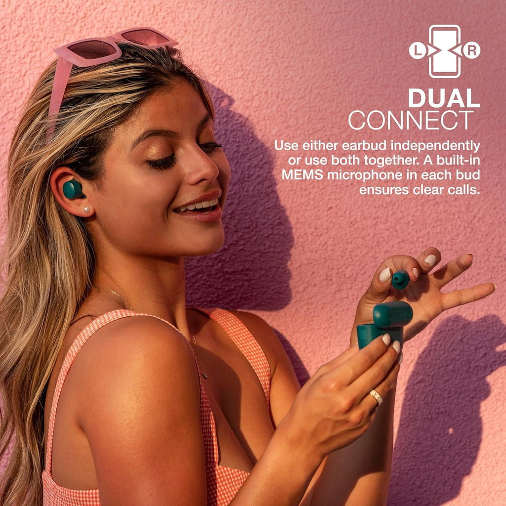 JLab Go Air Pop+ True Wireless Earbuds, in Ear Headphones, Bluetooth Earphones, 35H Playtime Ear Buds, Bluetooth Earbuds with Microphone, USB-C Charging Case, Dual Connect, EQ3 Sound, Light Blue