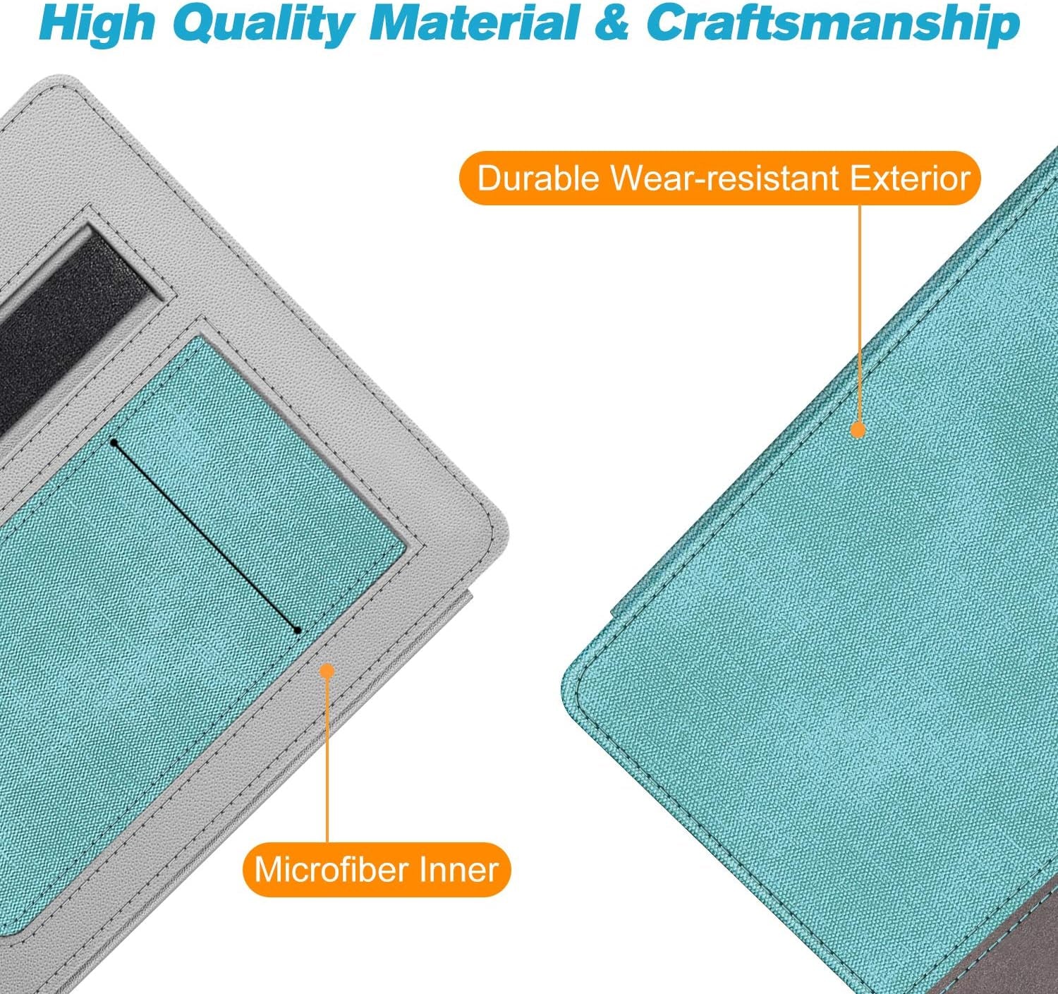 Stand Case for Kindle Oasis (10Th/9Th Generation, 2019/2017 Release) - Premium PU Leather Sleeve Cover with Card Slot and Hand Strap, Turquoise