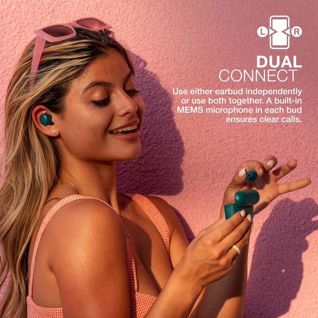 JLab Go Air Pop+ True Wireless Earbuds, in Ear Headphones, Bluetooth Earphones, 35H Playtime Ear Buds, Bluetooth Earbuds with Microphone, USB-C Charging Case, Dual Connect, EQ3 Sound, Light Blue
