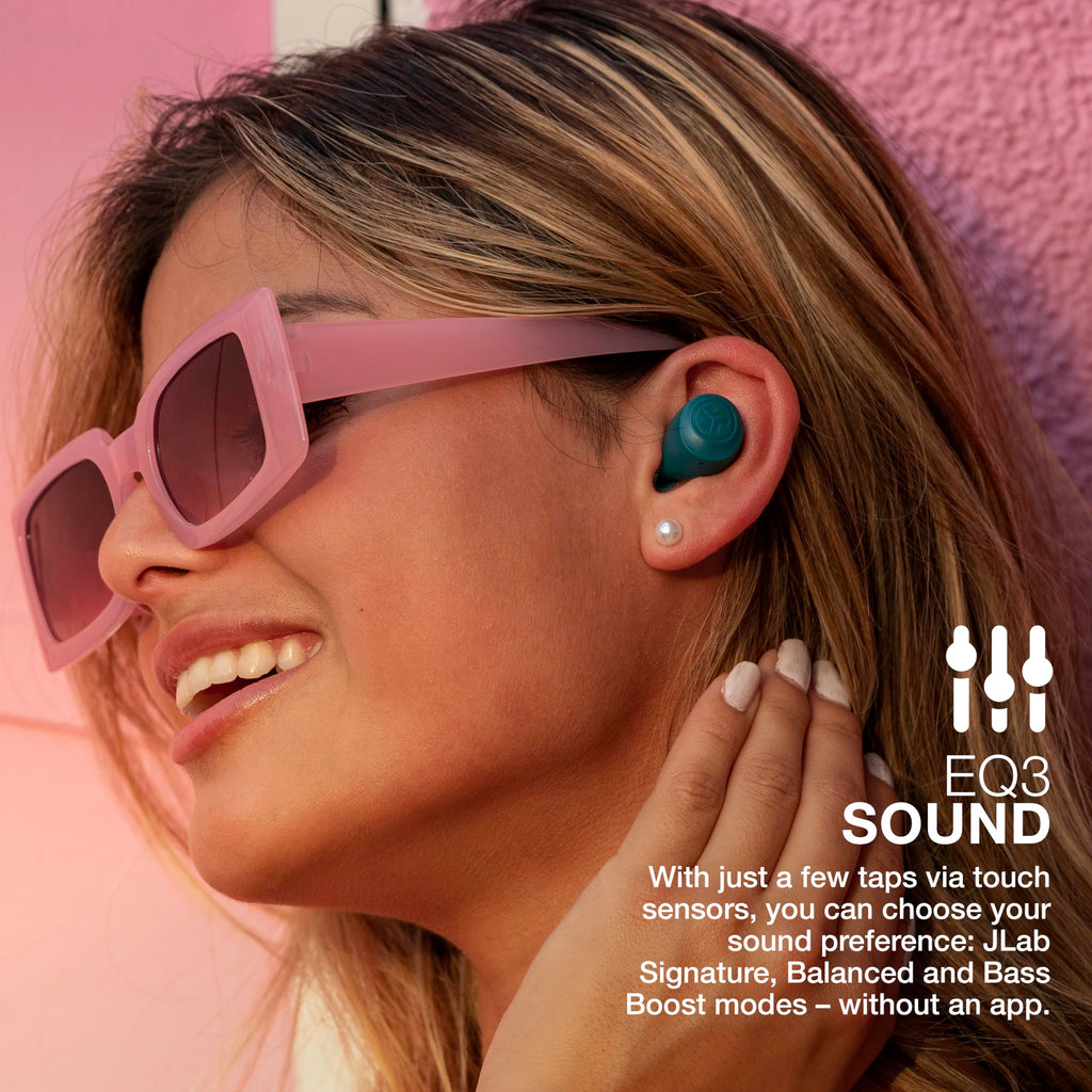 JLab Go Air Pop+ True Wireless Earbuds, in Ear Headphones, Bluetooth Earphones, 35H Playtime Ear Buds, Bluetooth Earbuds with Microphone, USB-C Charging Case, Dual Connect, EQ3 Sound, Light Blue