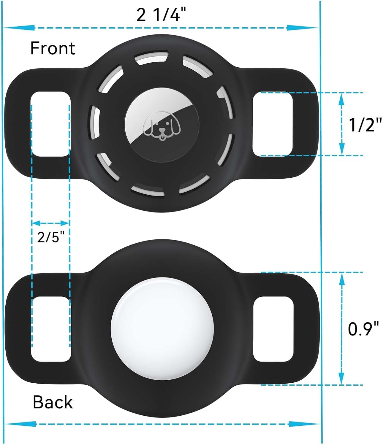 Apple AirTag Cat Collar Holder - 2 Pack for Cats and Small Dogs, Includes Protective Cases