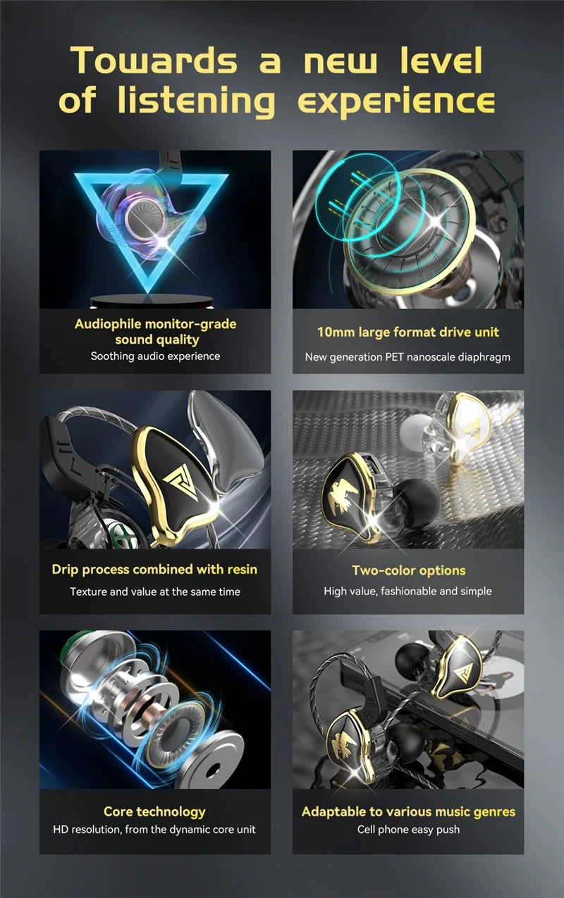 Newest QKZ AK6 Series 3.5mm In-Ear Earphone with Box Game Headset HIFI Bass Noise Cancelling Earbuds With Mic