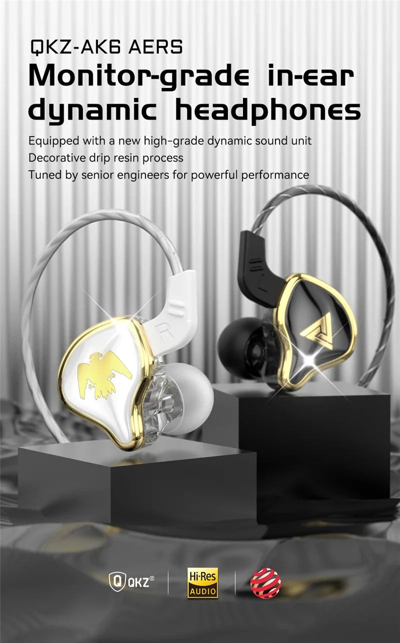 Newest QKZ AK6 Series 3.5mm In-Ear Earphone with Box Game Headset HIFI Bass Noise Cancelling Earbuds With Mic