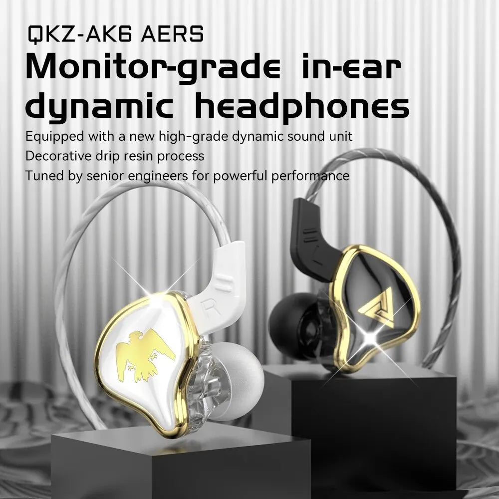 Newest QKZ AK6 Series 3.5mm In-Ear Earphone with Box Game Headset HIFI Bass Noise Cancelling Earbuds With Mic