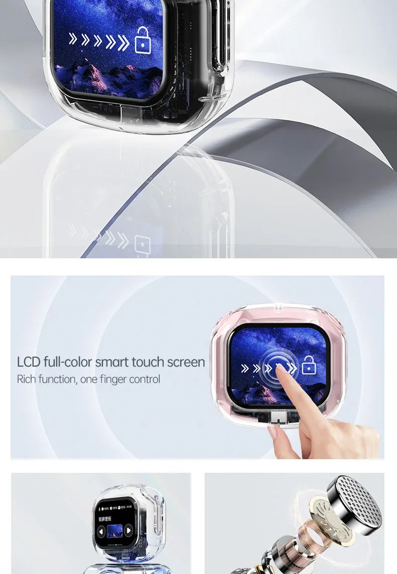 True Wireless Bluetooth Earbuds 5.4 Earphones ANC Noise Reduction Stereo Bass HD Mic Gamer Headset with LED Touch Screen Control