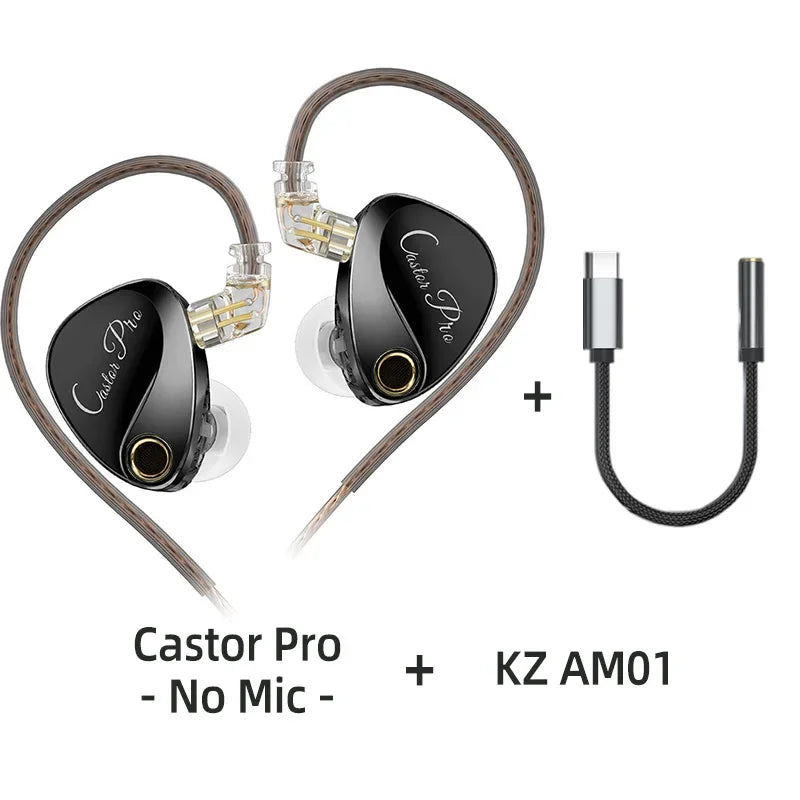 KZ Castor PRO Wired In-Ear Earphones Dynamic Drivers High-end Tunable Earphones HIFI Sound IEM Bass Headphones Gaming Headset