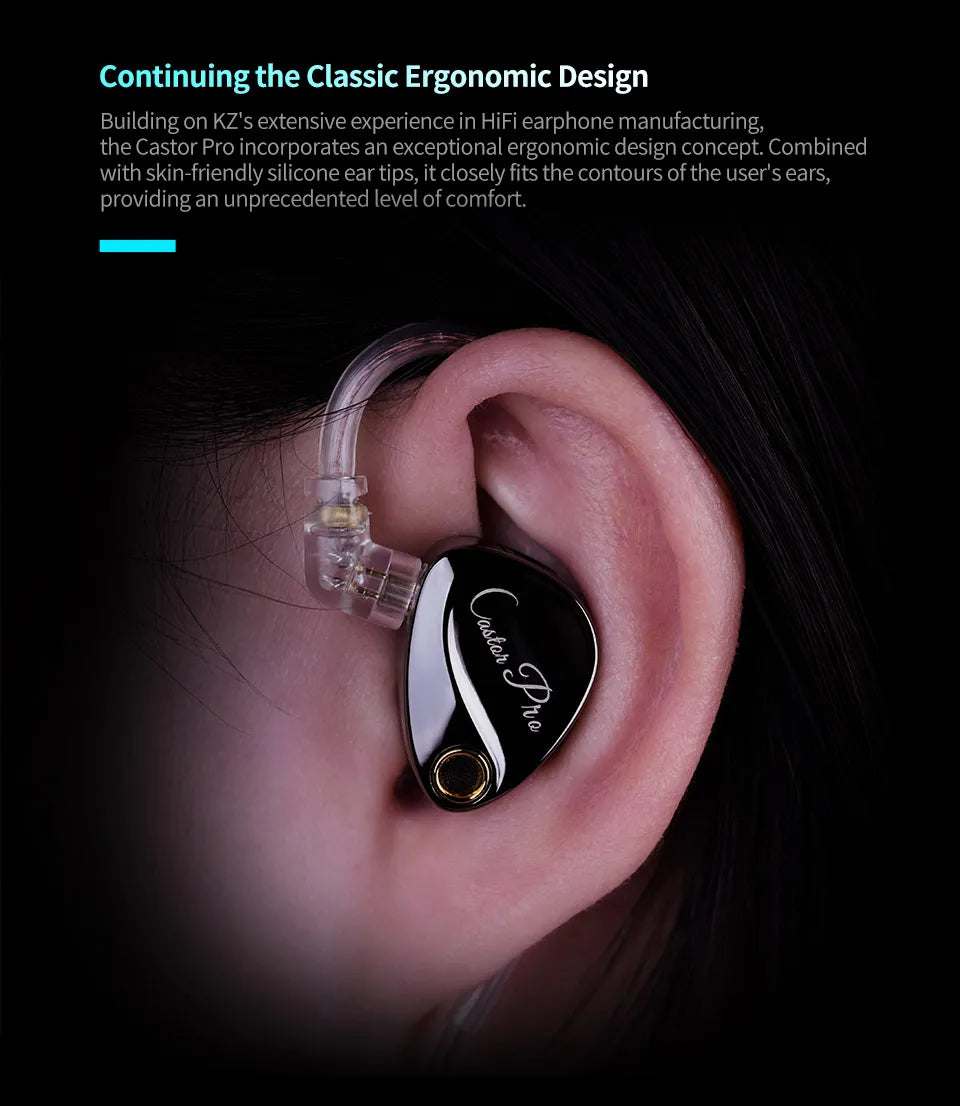 KZ Castor PRO Wired In-Ear Earphones Dynamic Drivers High-end Tunable Earphones HIFI Sound IEM Bass Headphones Gaming Headset