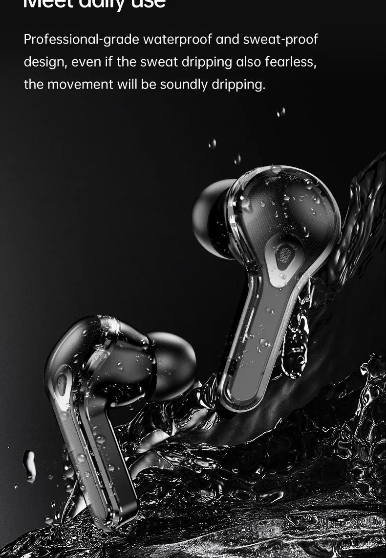 True Wireless Bluetooth Earbuds 5.4 Earphones ANC Noise Reduction Stereo Bass HD Mic Gamer Headset with LED Touch Screen Control