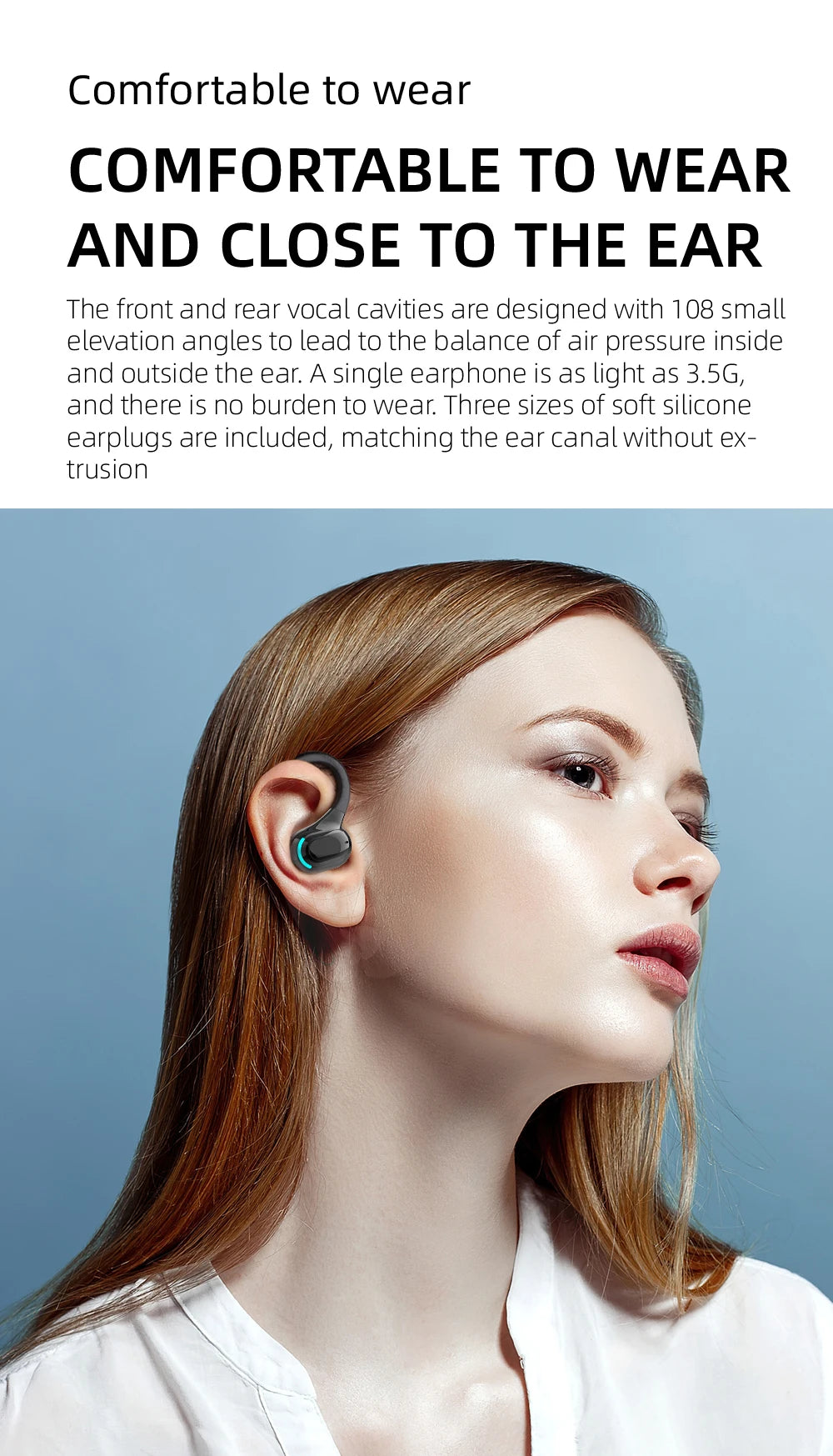 Bluetooth 5.2 Business Wireless Headphone Ear-Hook Mini HIFI Bass Noise Cancelling Earphone With Mic Earbuds Sport Game Headset