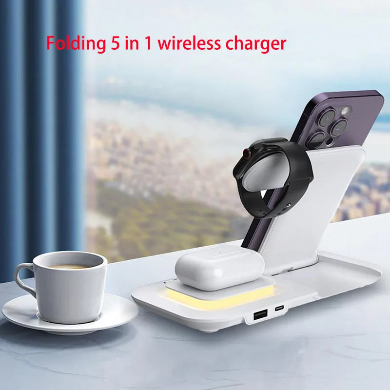 New 30W Charger Fast Smart Charging Multi Wireless 3 in 1 Foldable Wireless Charger Dock for iphone 17 16 15 14 Pro Max
