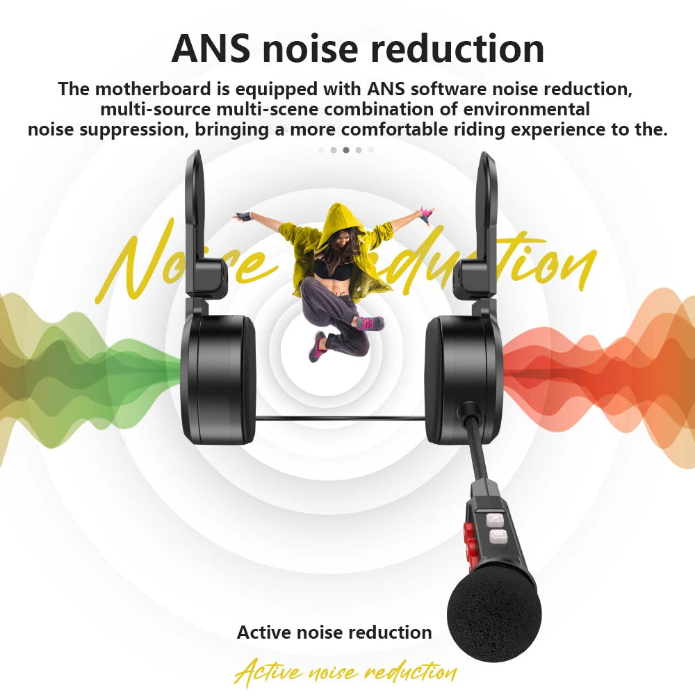 Motorcycle Bluetooth Headset Wireless Stereo Moto Helmet Headphones Music Player Handsfree Earphone with Clip Holder