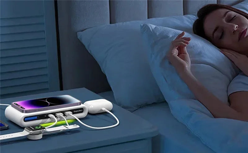 3-Port Chargers 4 in 1 Fast Charging Station Wireless Charger For iPhone 17 16 15 14 13 Dual USB PD Ports For Tablet Earphone