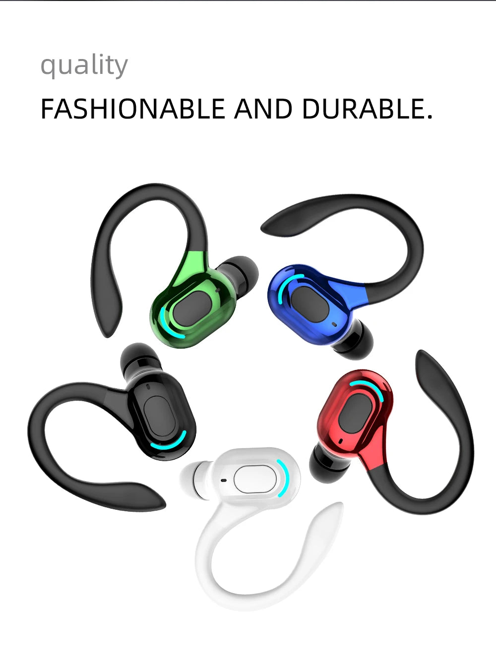 Bluetooth 5.2 Business Wireless Headphone Ear-Hook Mini HIFI Bass Noise Cancelling Earphone With Mic Earbuds Sport Game Headset