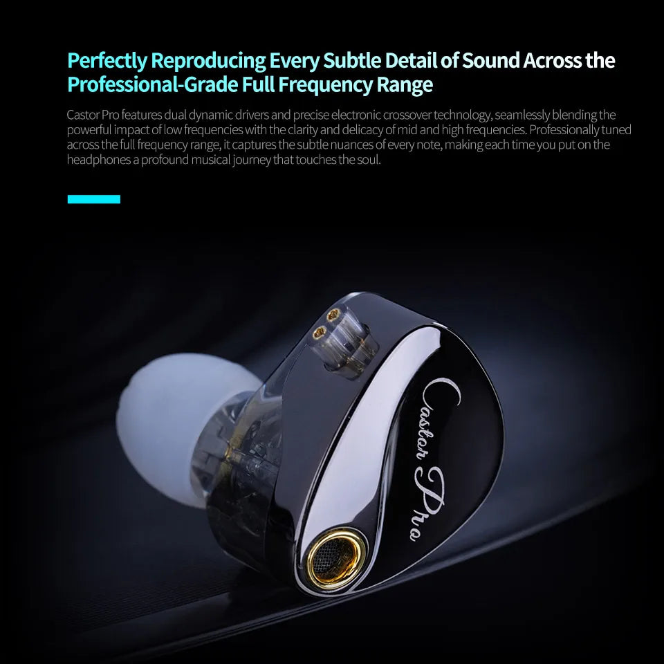 KZ Castor PRO Wired In-Ear Earphones Dynamic Drivers High-end Tunable Earphones HIFI Sound IEM Bass Headphones Gaming Headset