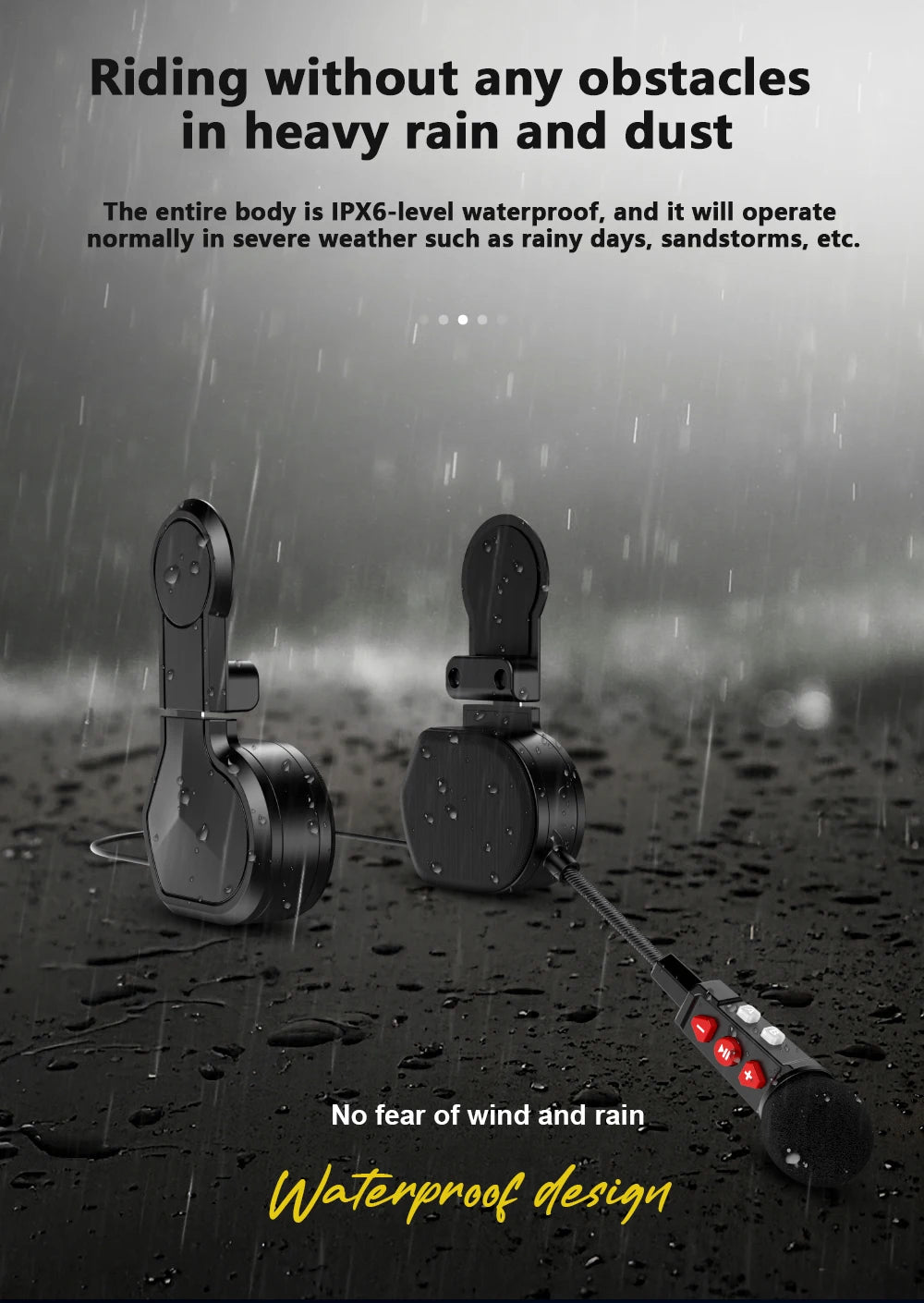 Motorcycle Bluetooth Headset Wireless Stereo Moto Helmet Headphones Music Player Handsfree Earphone with Clip Holder