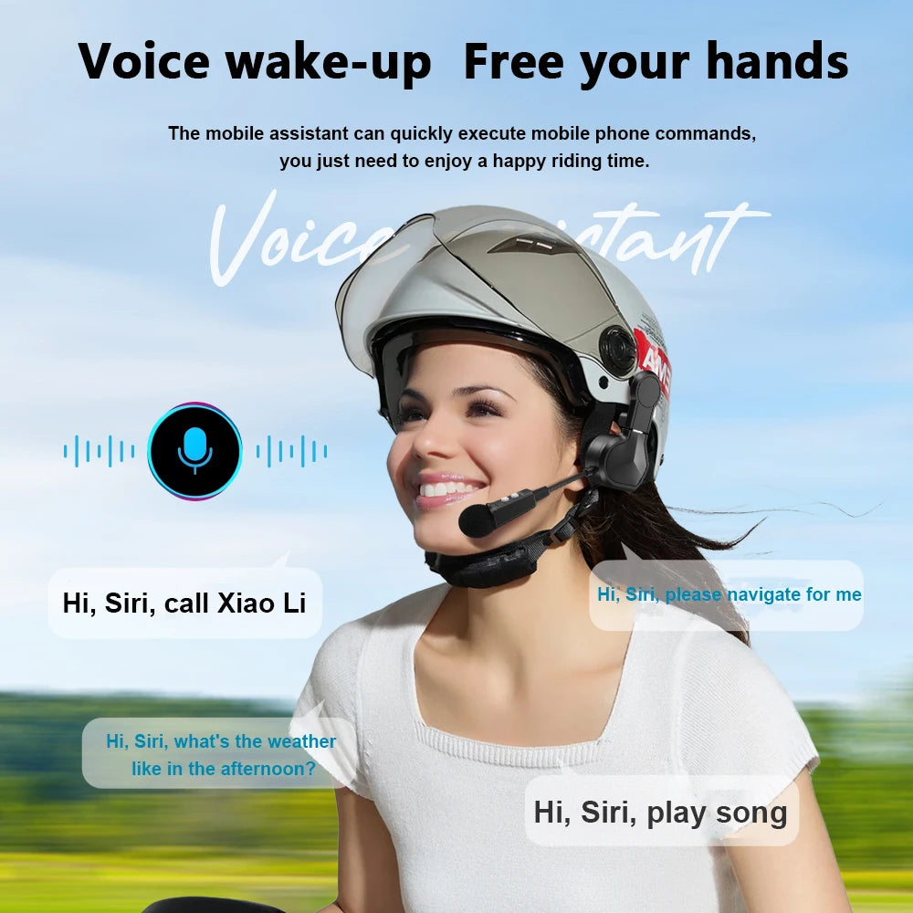 Motorcycle Bluetooth Headset Wireless Stereo Moto Helmet Headphones Music Player Handsfree Earphone with Clip Holder