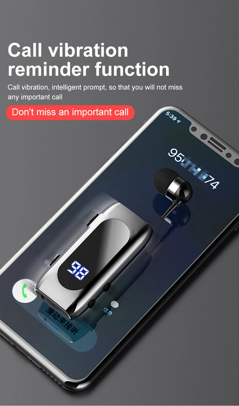 K55 Lavalier Business Bluetooth 5.2 Headphone Talk/Music Time 20 Hours,LED Digital Display,Noice Cancelling Wireless Earphones