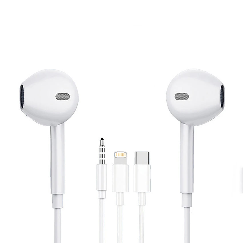 Original Wired Earphones For  iPhone 17 16 15 14 13 12 11 Pro Max iPad In-Ear Earbuds For Lightning USB-C 3.5mm Earphone
