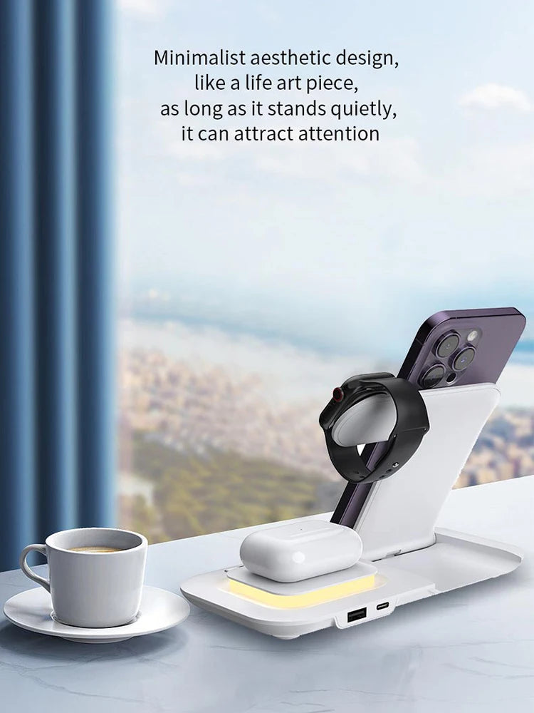 New 30W Charger Fast Smart Charging Multi Wireless 3 in 1 Foldable Wireless Charger Dock for iphone 17 16 15 14 Pro Max