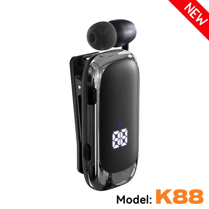 K55 Lavalier Business Bluetooth 5.2 Headphone Talk/Music Time 20 Hours,LED Digital Display,Noice Cancelling Wireless Earphones