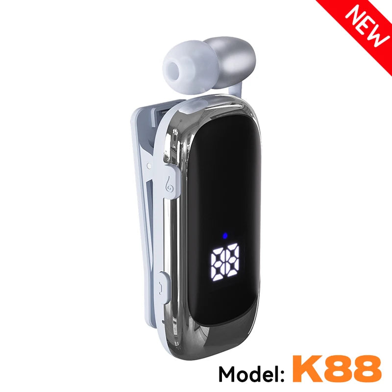 K55 Lavalier Business Bluetooth 5.2 Headphone Talk/Music Time 20 Hours,LED Digital Display,Noice Cancelling Wireless Earphones