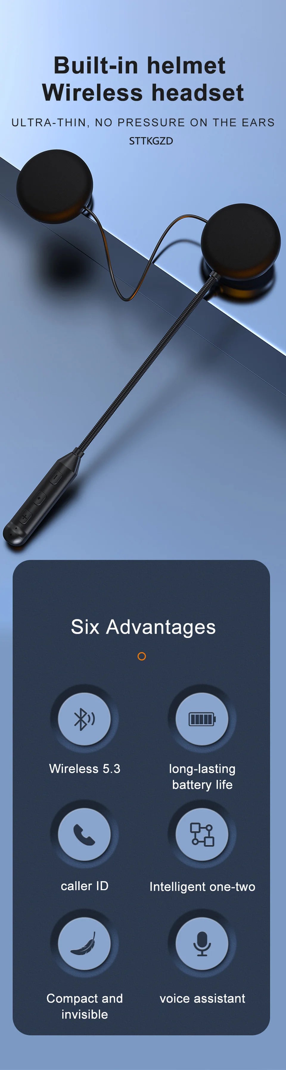 Bluetooth Motorcycle Helmet Headset Wireless Headphones With Microphone Earphone ENC Noise Cancelling Handsfree Talking Driving