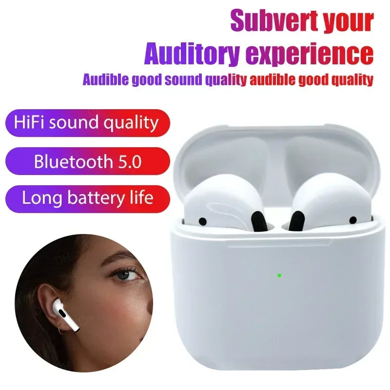 Pro 4 TWS Wireless Headphones Earphone Bluetooth-compatible 5.0 Waterproof Headset with Mic Earbuds