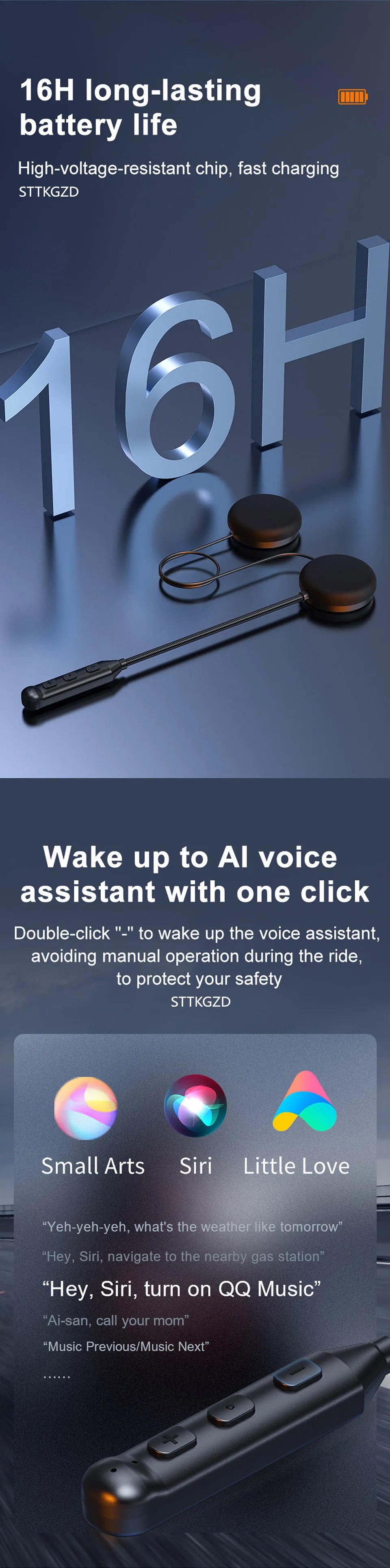 Bluetooth Motorcycle Helmet Headset Wireless Headphones With Microphone Earphone ENC Noise Cancelling Handsfree Talking Driving