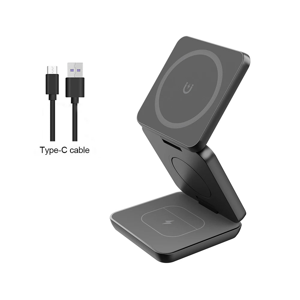 Wireless Charger for iPhone 3 in 1 Foldable Magnetic Wireless Charging Station for iPhone 15 14 13 12 Pro Max Charger Station