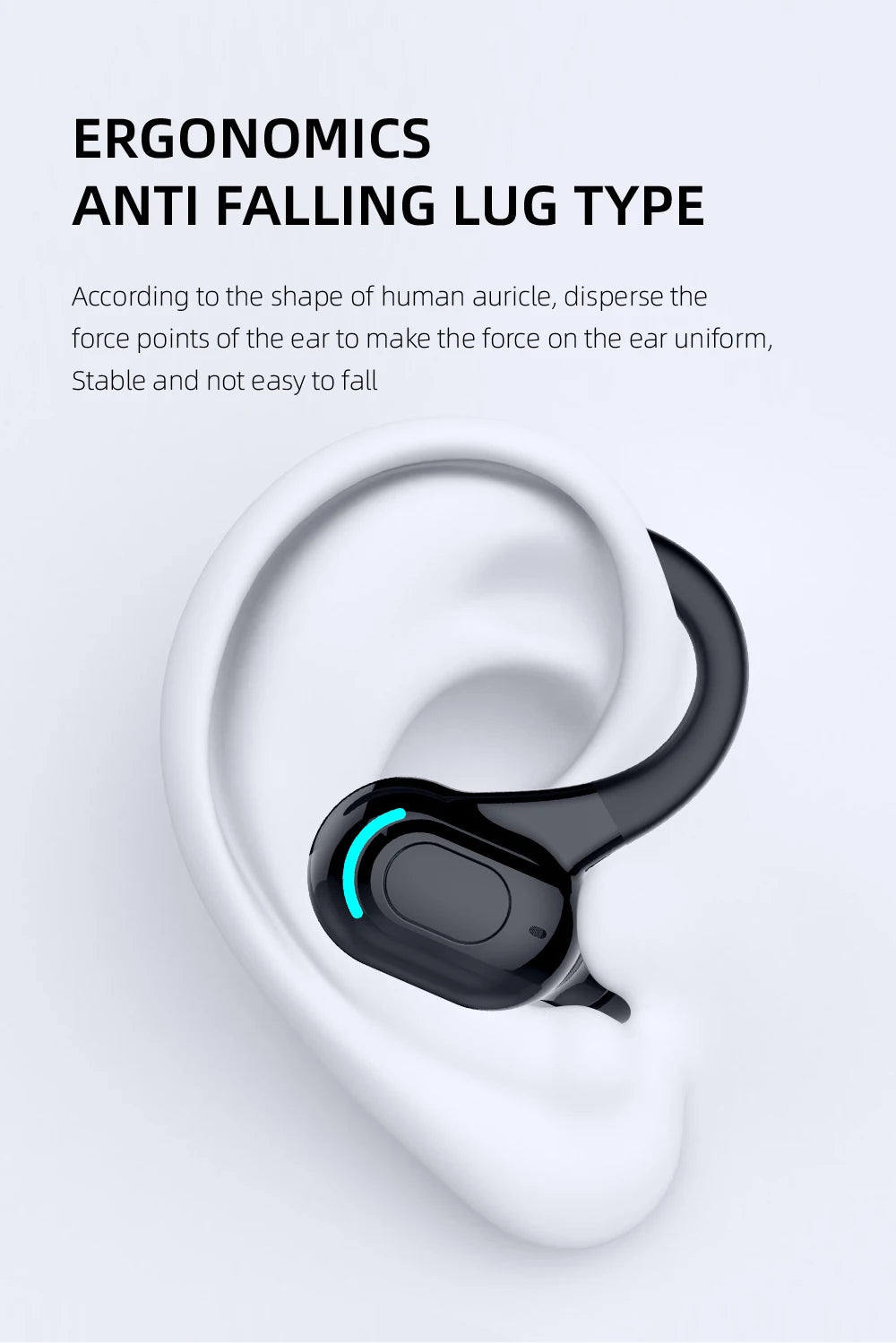 Bluetooth 5.2 Business Wireless Headphone Ear-Hook Mini HIFI Bass Noise Cancelling Earphone With Mic Earbuds Sport Game Headset