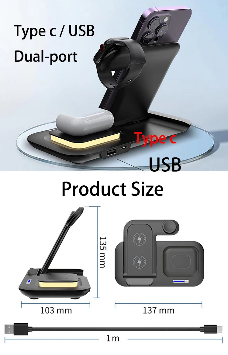 New 30W Charger Fast Smart Charging Multi Wireless 3 in 1 Foldable Wireless Charger Dock for iphone 17 16 15 14 Pro Max
