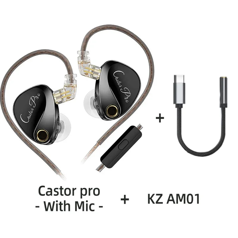 KZ Castor PRO Wired In-Ear Earphones Dynamic Drivers High-end Tunable Earphones HIFI Sound IEM Bass Headphones Gaming Headset