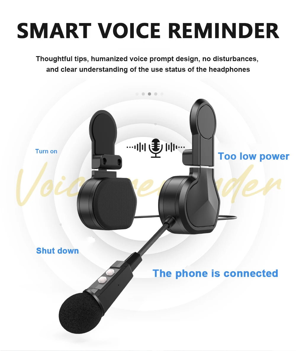 Motorcycle Bluetooth Headset Wireless Stereo Moto Helmet Headphones Music Player Handsfree Earphone with Clip Holder